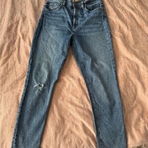 rag & bone Distressed Blue Straight Leg Jeans